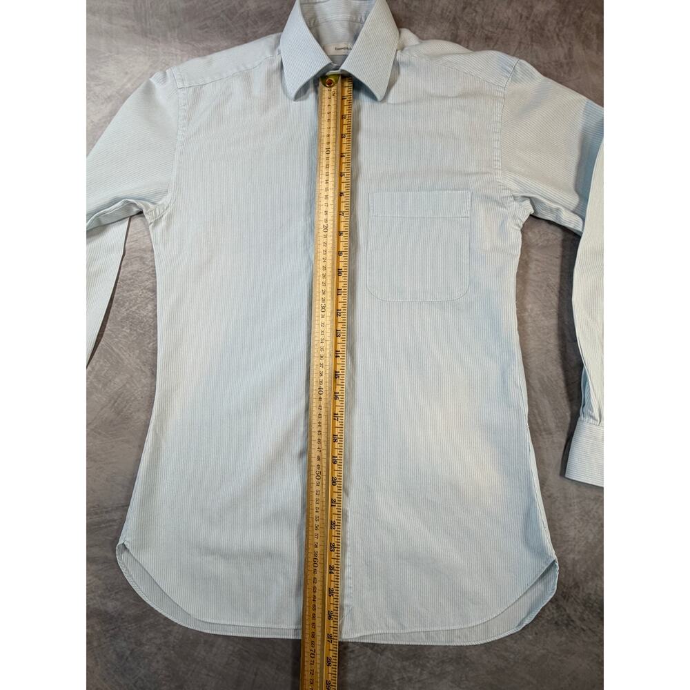 Ermenegildo Zegna Dress Shirt Blue Stripe 38 15 R - Picture 4 of 9